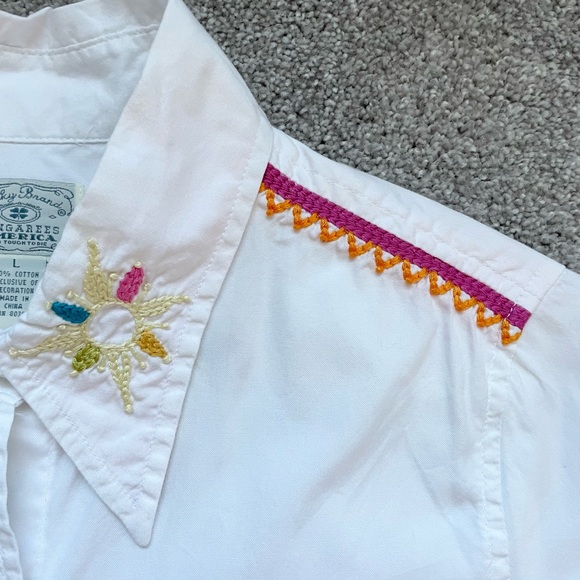 Vintage Lucky Brand woman’s blouse hand embroidered retro sz. M/L - Picture 7 of 9